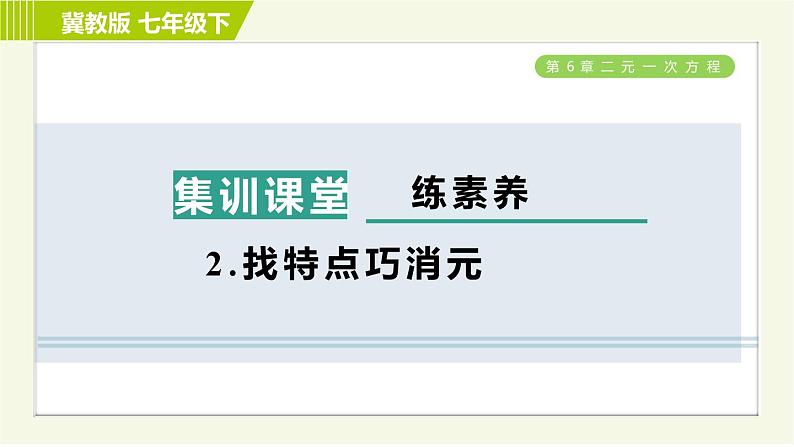 冀教版七年级下册数学 第6章 6.2  集训课堂   练素养  2.找特点巧消元 习题课件01