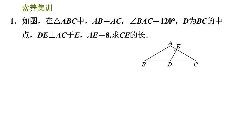 北师版八年级数学上册 第1章 素养集训  2．用特殊角构造含30°角的直角三角形的三种常用技巧 习题课件03