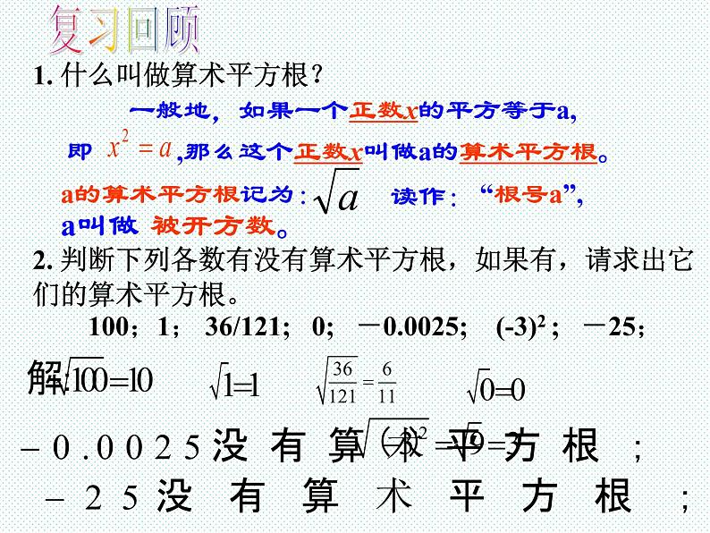 新人教版七年级上册第六章6.1.1平方根--平方根课件第3页