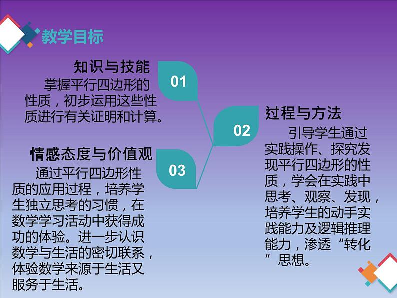 18.1.1平行四边形的性质 说课课件-2021-2022学年人教版八年级数学下册课件（共20张PPT）第5页