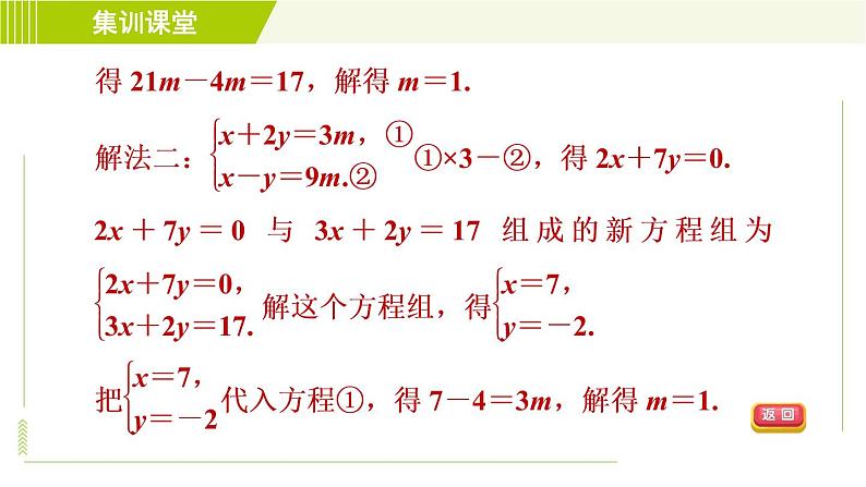 人教版七年级下册数学 第8章 集训课堂 练素养 1.二元一次方程(组)的解的六种常见应用 习题课件07