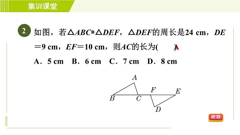 北师版七年级下册数学 第4章 集训课堂  测素质 全等三角形的性质和判定 习题课件05