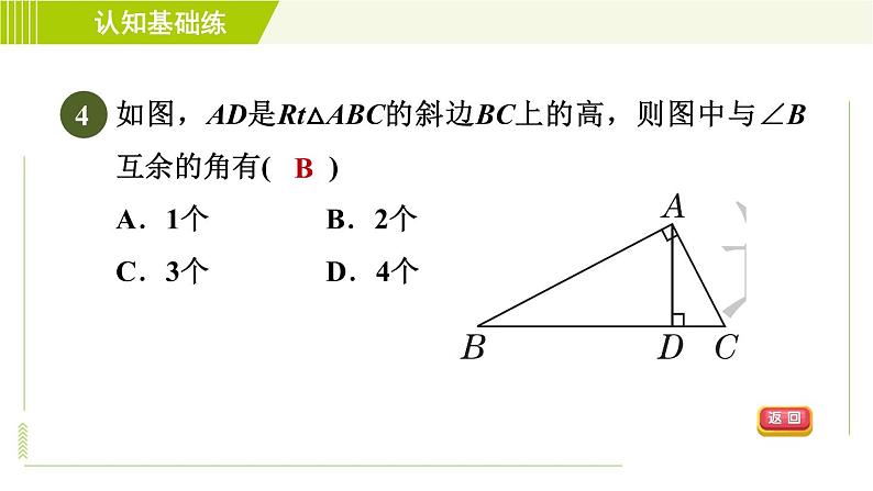 北师版七年级下册数学 第4章 4.1.1 目标二 直角三角形 习题课件第7页