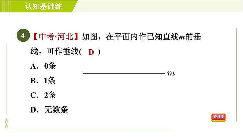 沪科版七年级下册数学 第10章 10.1.2目标二 垂线的性质 习题课件第8页