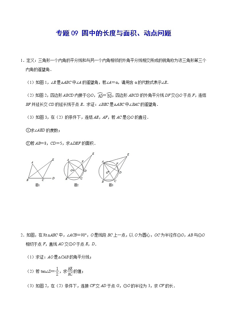 专题09 圆中的长度与面积、动点问题(原卷版)第1页