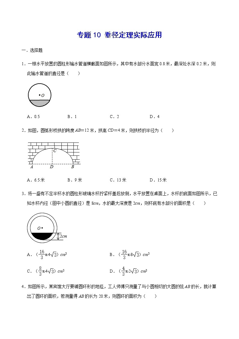 专题10 垂径定理实际应用(原卷版)第1页