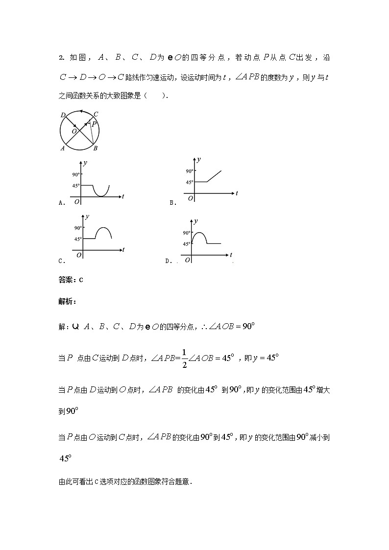 人教版中考数学二轮复习专题练习上动点与函数图象之线段长度03