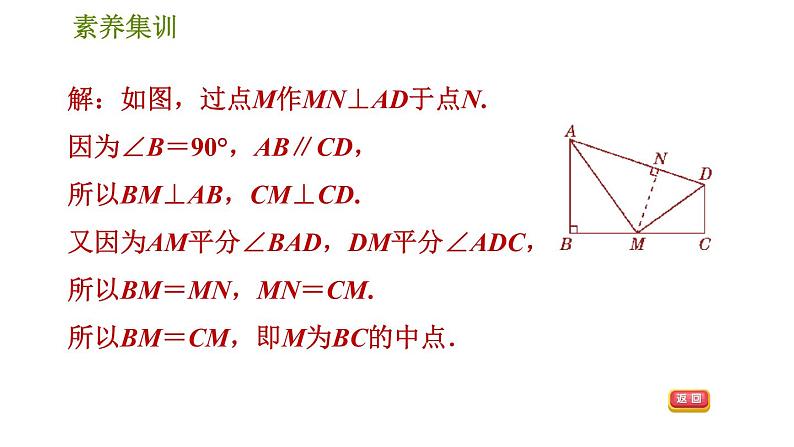 北师版七年级下册数学 第5章 素养集训3．在含角平分线的图形中作辅助线的四种常用方法 习题课件06