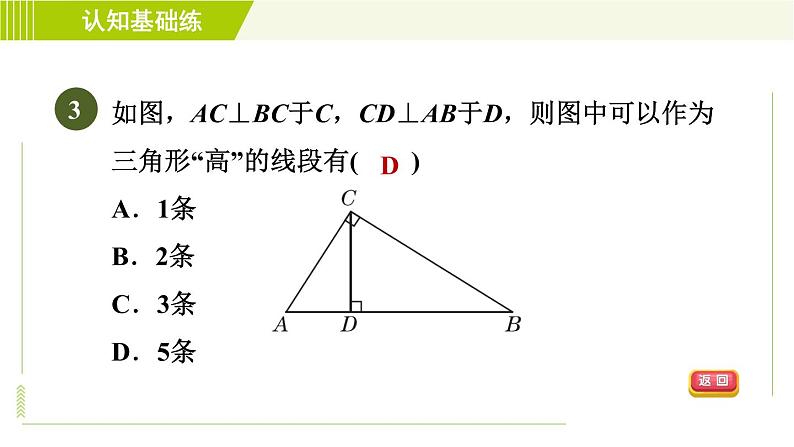 冀教版七年级下册数学 第9章 9.3目标二 三角形的高 习题课件05