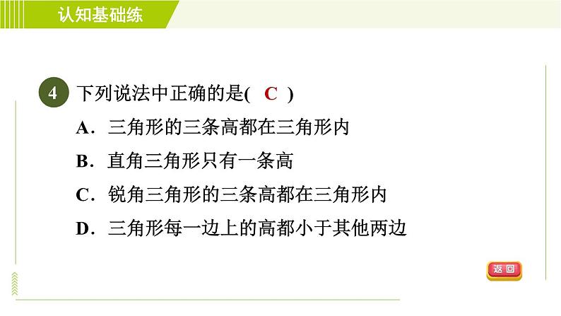 冀教版七年级下册数学 第9章 9.3目标二 三角形的高 习题课件06