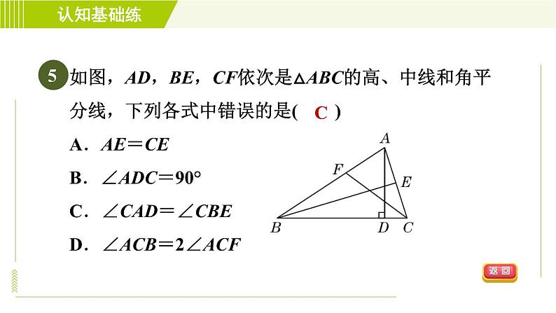 冀教版七年级下册数学 第9章 9.3目标二 三角形的高 习题课件07