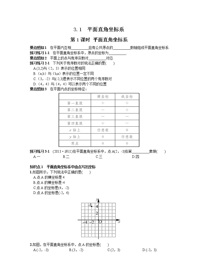 平面直角坐标系相关习题01