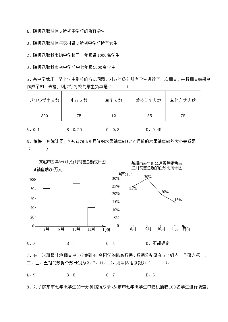 2021-2022学年度冀教版八年级数学下册第十八章数据的收集与整理综合测试试题（含详细解析）第2页