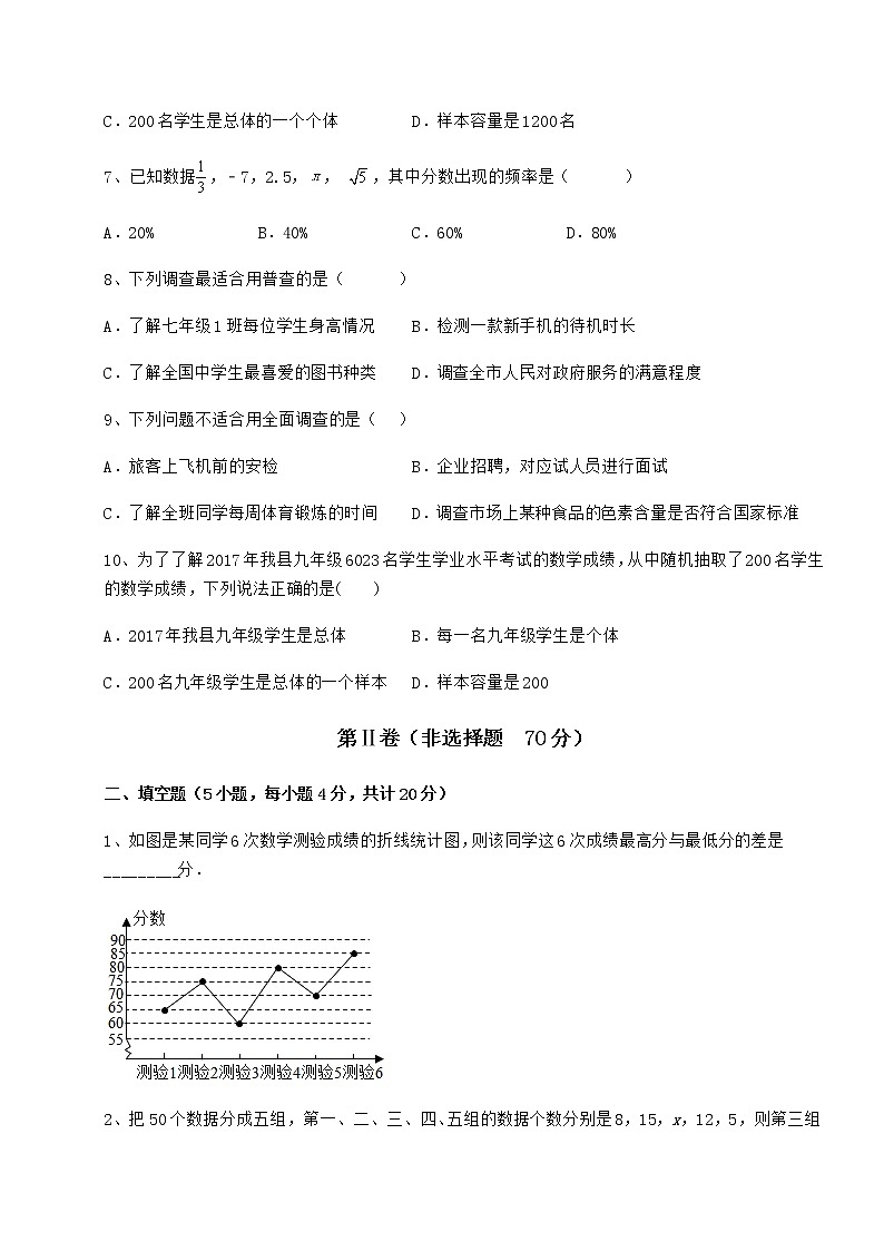2021-2022学年度强化训练冀教版八年级数学下册第十八章数据的收集与整理月考试卷（含答案详解）第3页