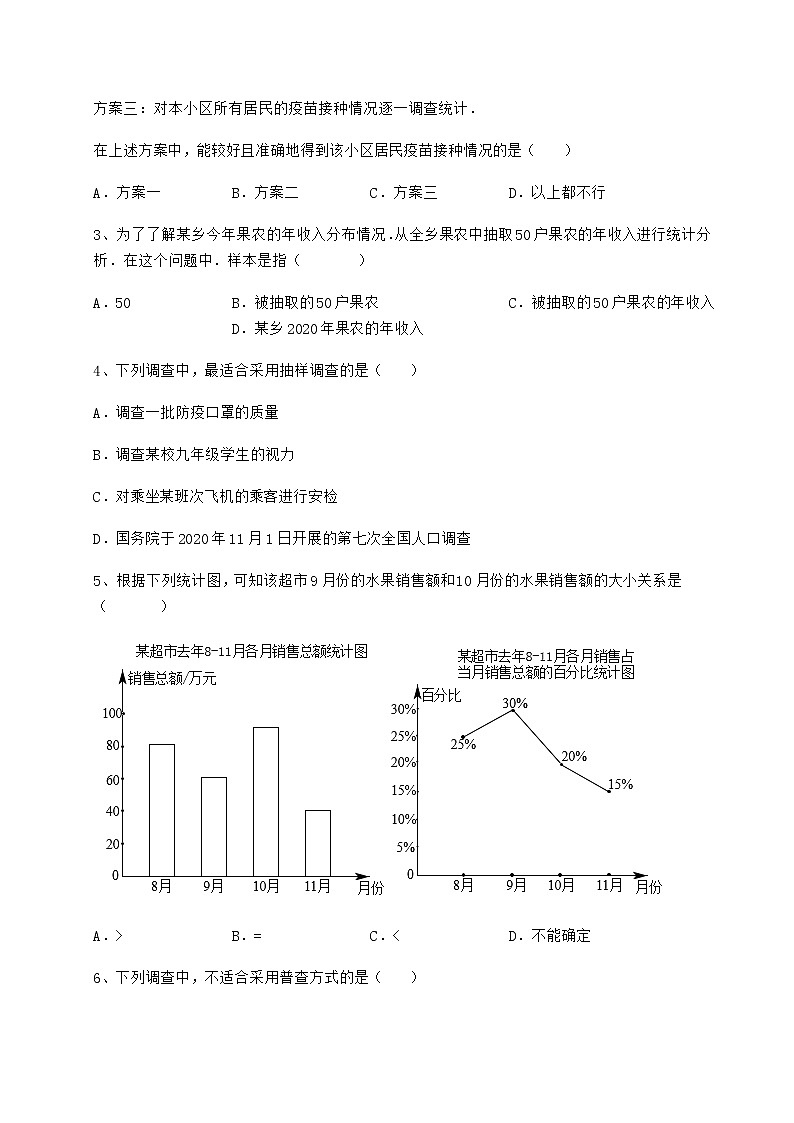 2022年必考点解析冀教版八年级数学下册第十八章数据的收集与整理专题攻克试题（含答案解析）第2页