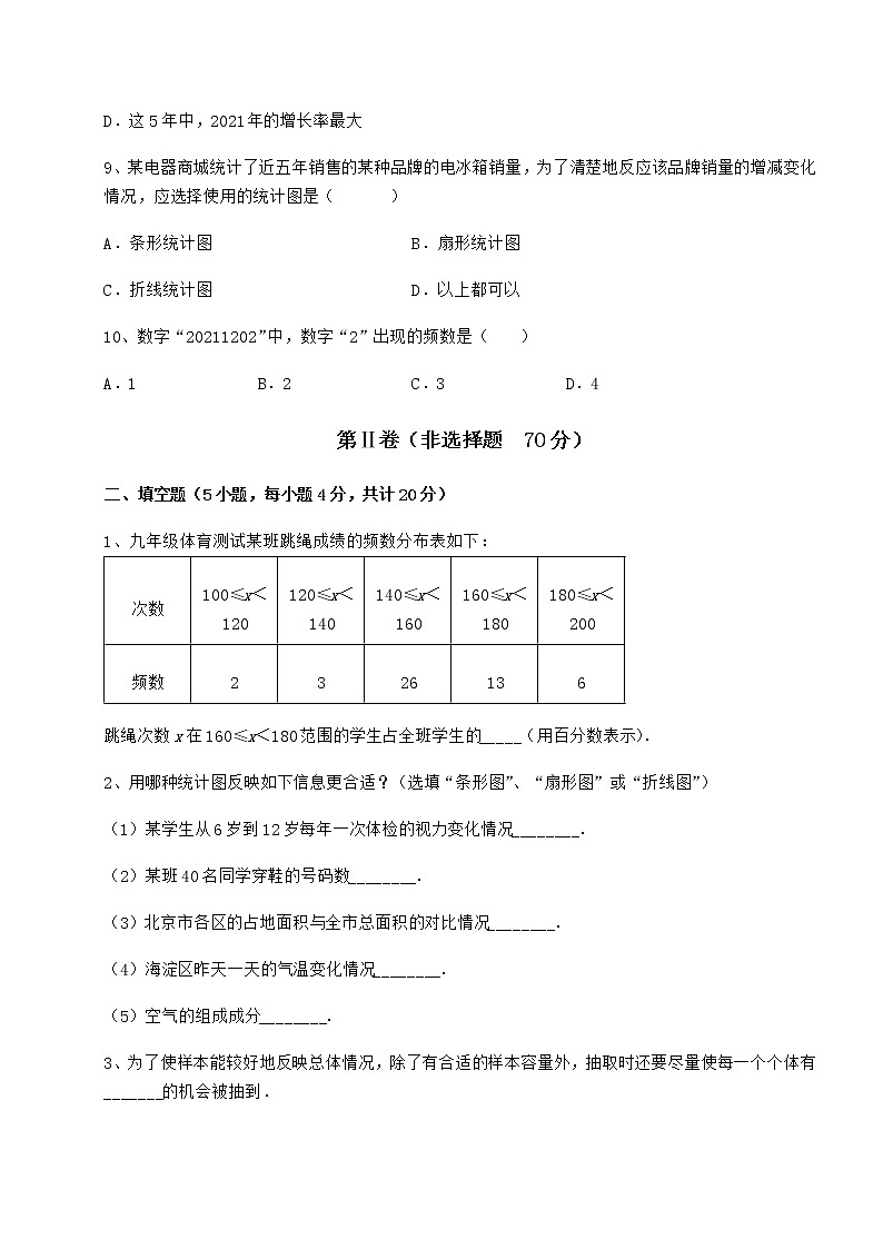 2022年必考点解析冀教版八年级数学下册第十八章数据的收集与整理专题训练试题（含答案解析）第3页