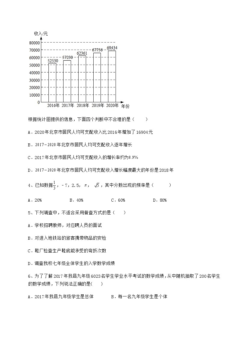 2021-2022学年冀教版八年级数学下册第十八章数据的收集与整理章节测试试卷（无超纲）第2页