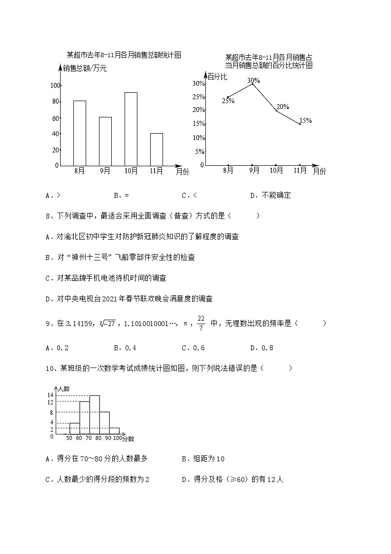 2021-2022学年最新冀教版八年级数学下册第十八章数据的收集与整理必考点解析试卷（精选含详解）第3页