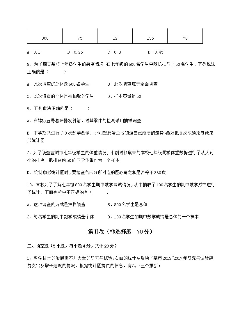 2022年冀教版八年级数学下册第十八章数据的收集与整理定向攻克试题（名师精选）第3页
