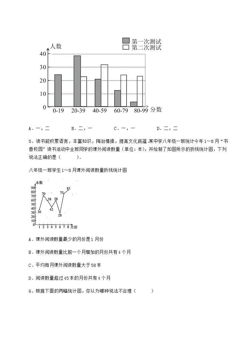2022年强化训练冀教版八年级数学下册第十八章数据的收集与整理定向测评试卷（精选含答案）第2页