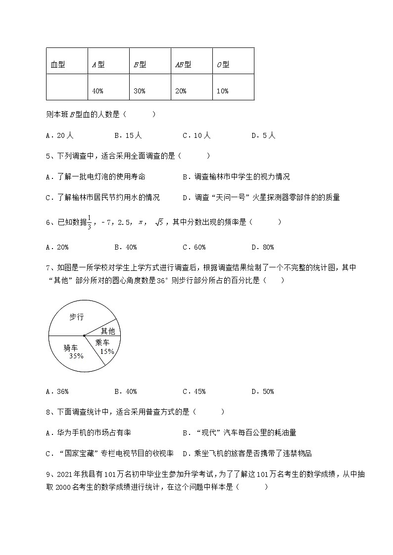 2022年冀教版八年级数学下册第十八章数据的收集与整理重点解析试卷02