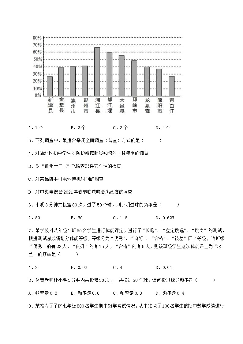 2022年精品解析冀教版八年级数学下册第十八章数据的收集与整理综合测试练习题（精选含解析）第2页