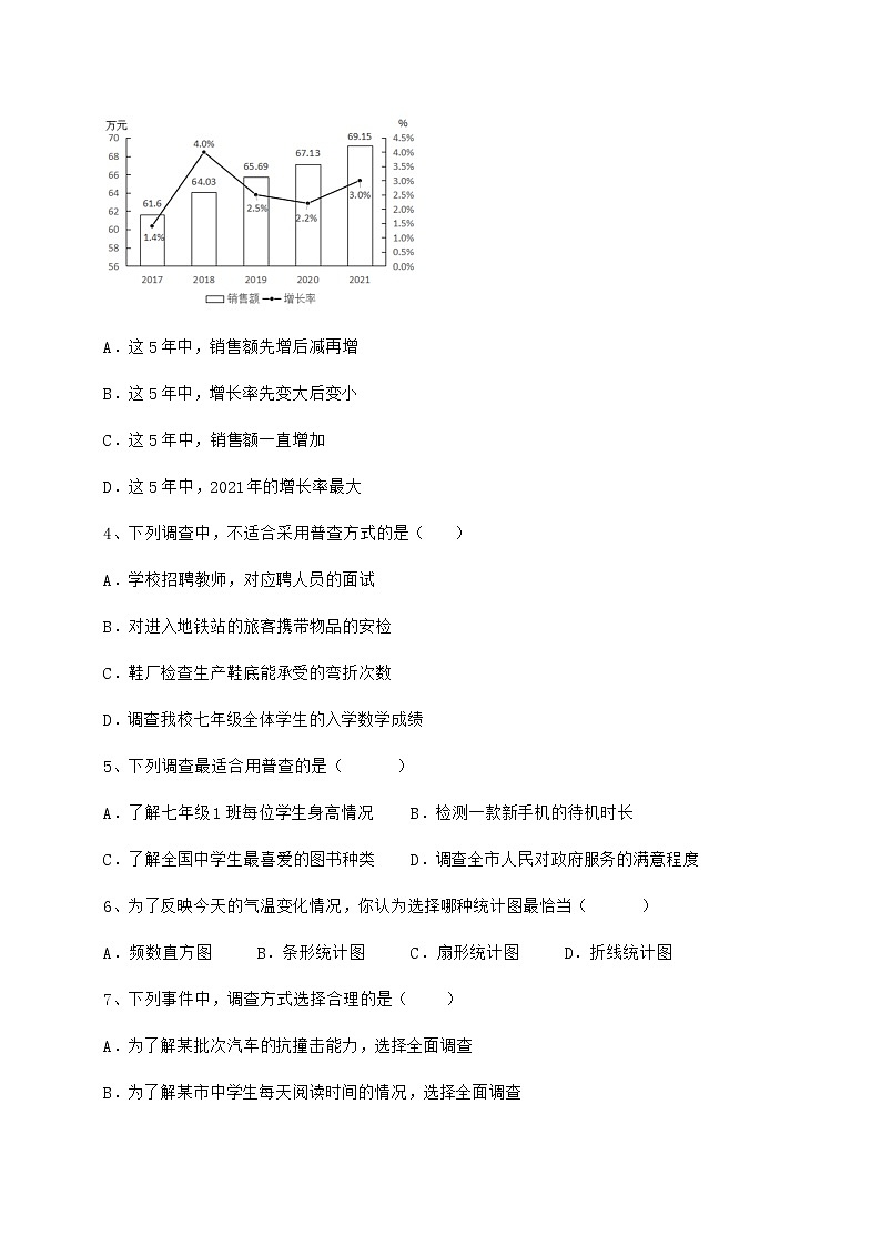 2022年精品解析冀教版八年级数学下册第十八章数据的收集与整理定向攻克试卷（无超纲）第2页