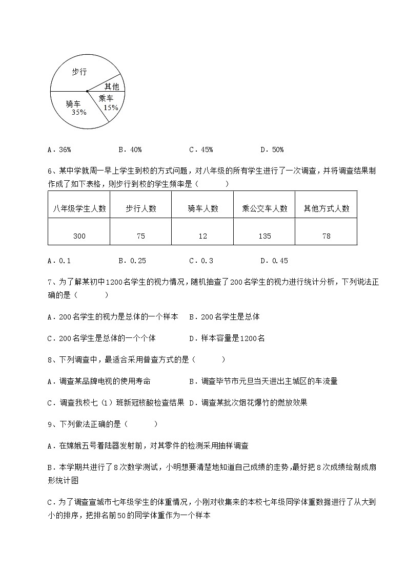 2022年强化训练冀教版八年级数学下册第十八章数据的收集与整理专题测试试题（无超纲）第2页