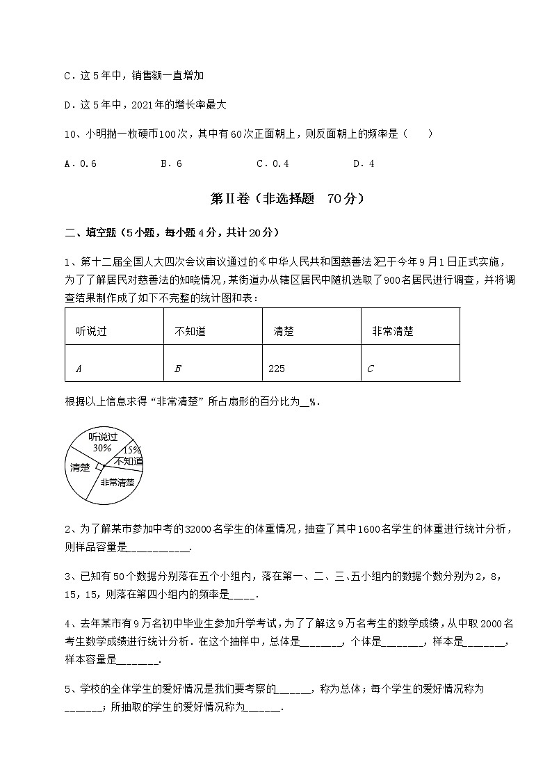 2022年强化训练冀教版八年级数学下册第十八章数据的收集与整理章节练习试题（精选）03