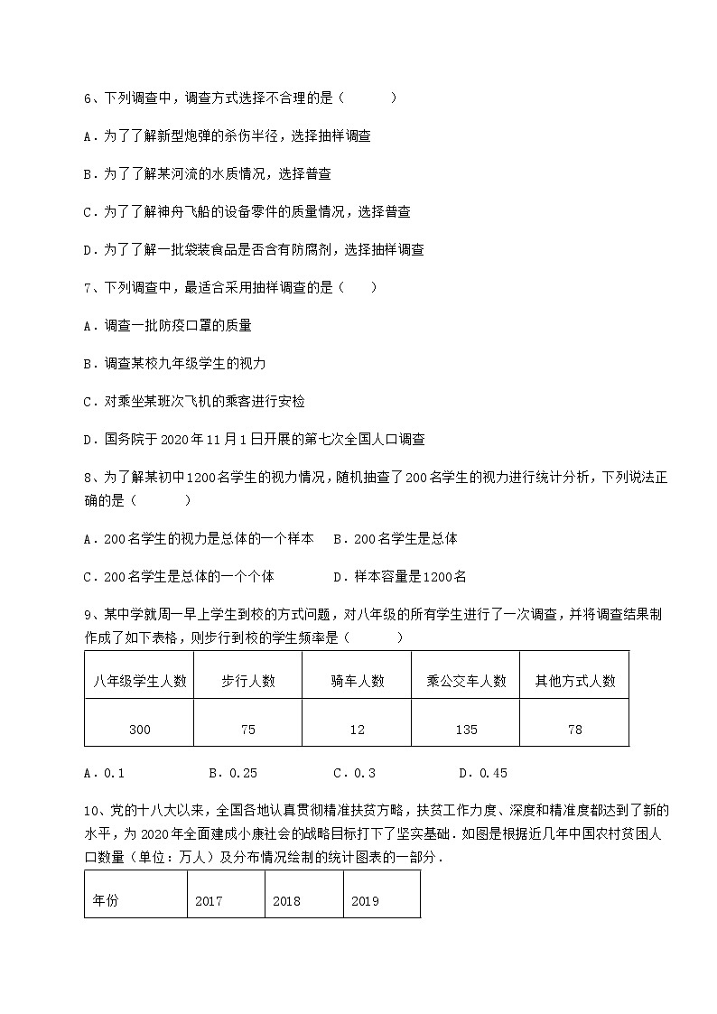 2022年强化训练冀教版八年级数学下册第十八章数据的收集与整理章节测试试题（名师精选）03