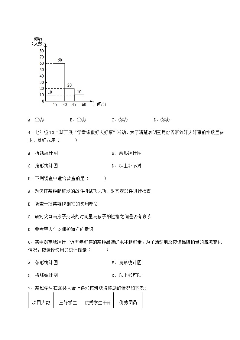 2022年强化训练冀教版八年级数学下册第十八章数据的收集与整理定向练习试卷（无超纲带解析）第2页