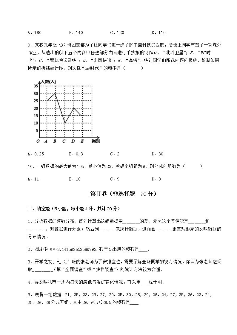 2022年最新精品解析冀教版八年级数学下册第十八章数据的收集与整理专题测评试卷（无超纲带解析）第3页