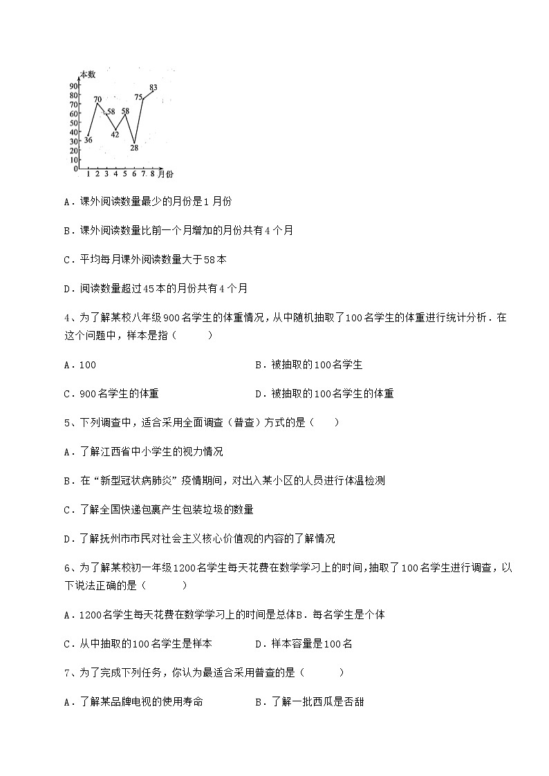 2022年最新冀教版八年级数学下册第十八章数据的收集与整理专项攻克试题（含解析）第2页