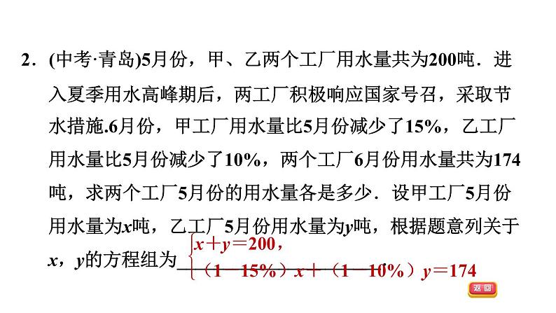 人教版七年级下册数学 第8章 8.3.4  列二元一次方程接百分率问题 习题课件第5页