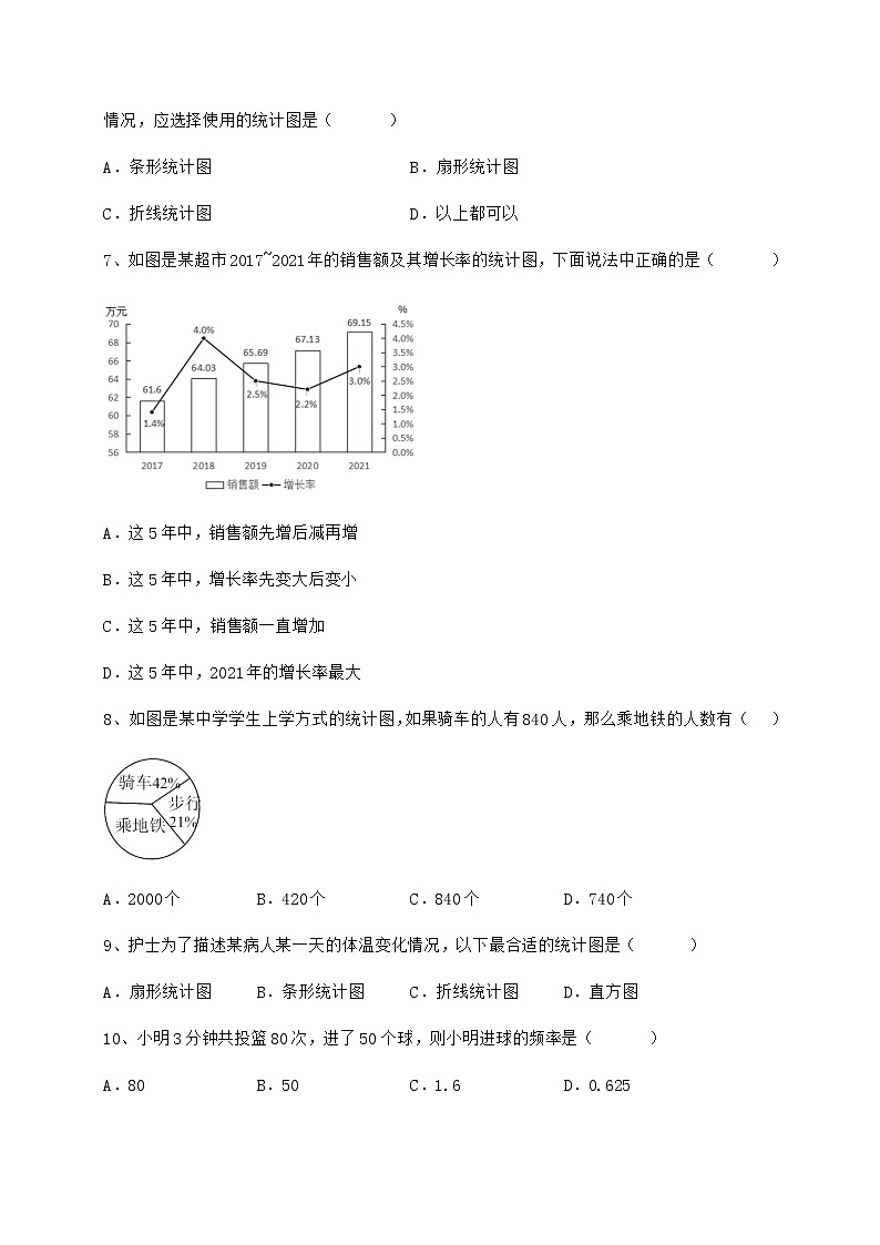 精品试题冀教版八年级数学下册第十八章数据的收集与整理重点解析试卷（无超纲带解析）第3页