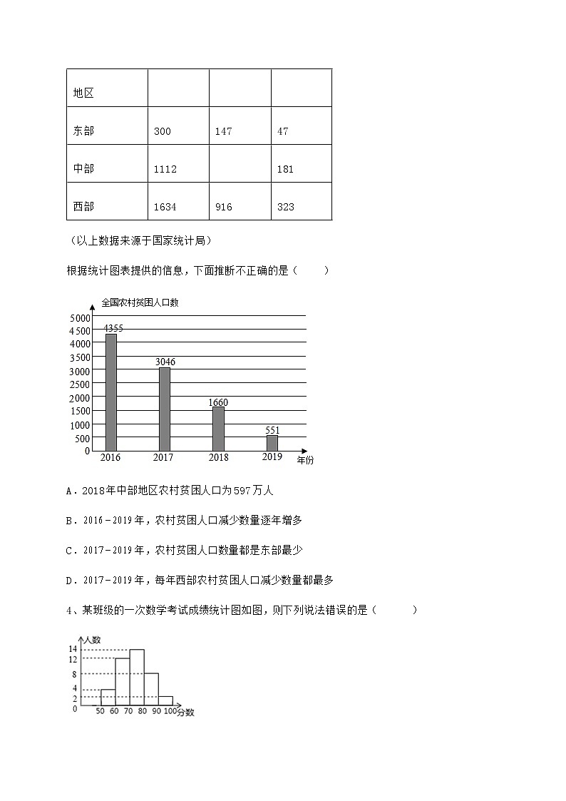 2022年最新强化训练冀教版八年级数学下册第十八章数据的收集与整理同步练习试题（含解析）第2页