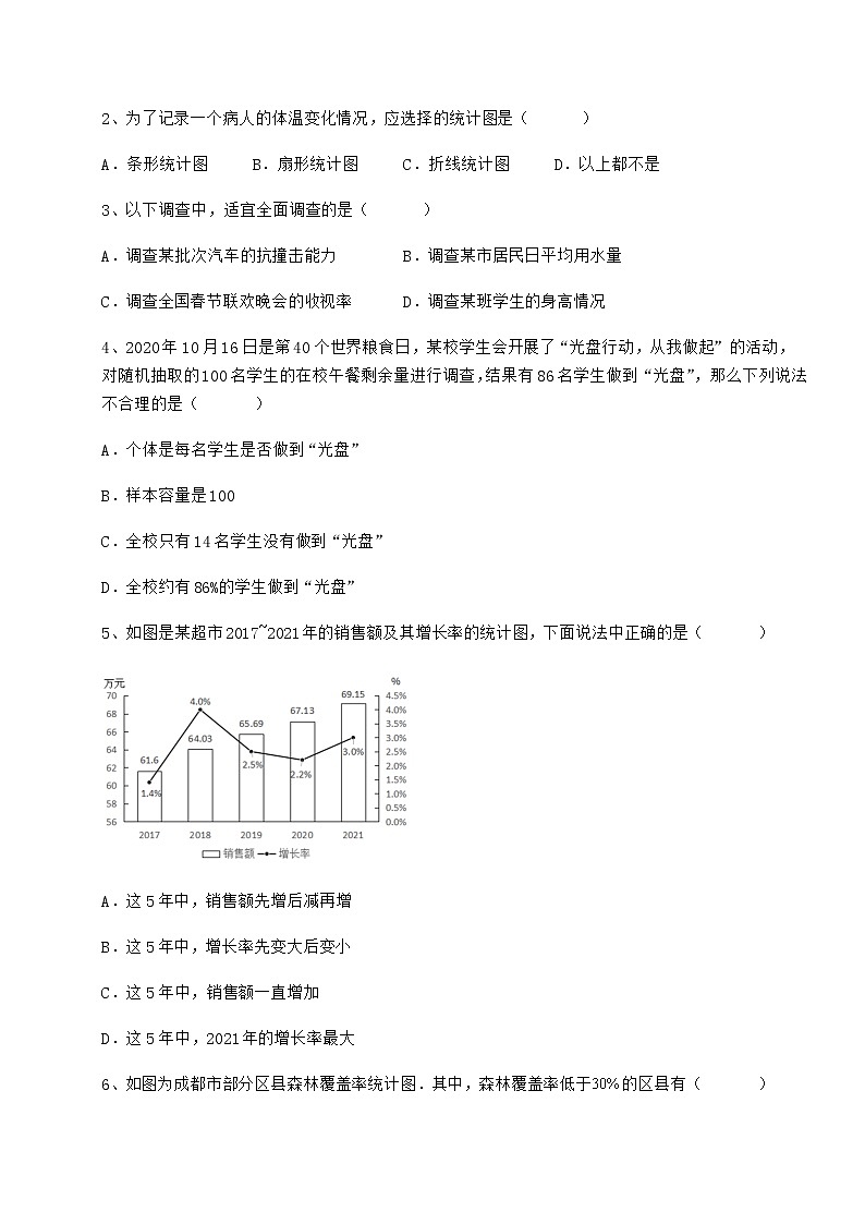 精品试题冀教版八年级数学下册第十八章数据的收集与整理章节训练试题（无超纲）第2页
