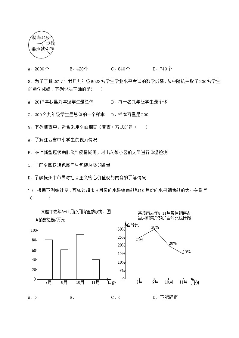 2022年最新强化训练冀教版八年级数学下册第十八章数据的收集与整理专项测评试题（含答案解析）第3页
