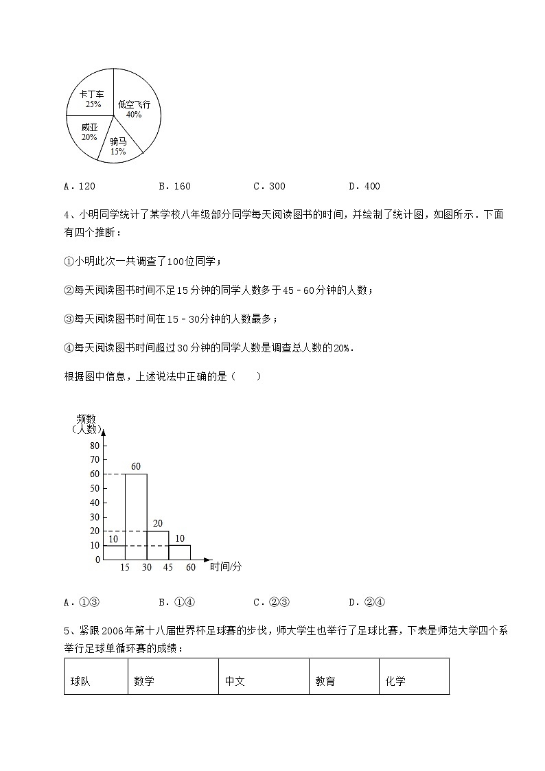 难点解析冀教版八年级数学下册第十八章数据的收集与整理定向训练试题（含详细解析）第2页