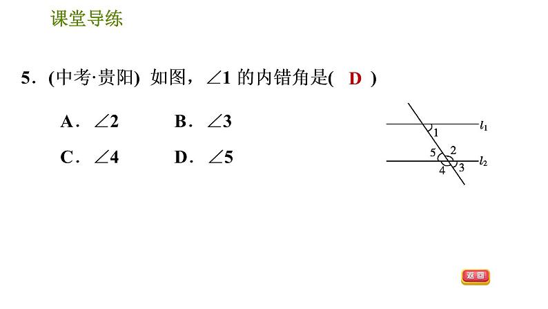 人教版七年级下册数学 第5章 5.1.4  同位角、内错角、同旁内角 习题课件第8页