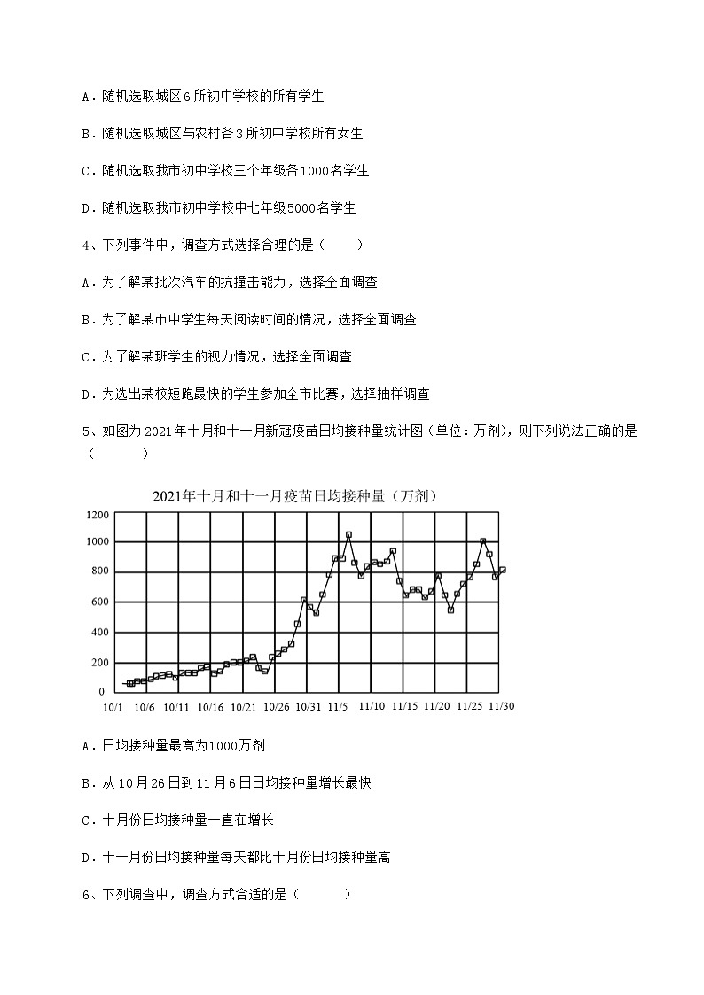 难点解析冀教版八年级数学下册第十八章数据的收集与整理专题攻克练习题（含详解）第2页