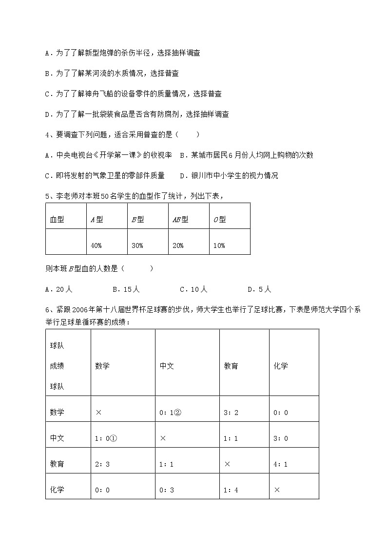 精品试题冀教版八年级数学下册第十八章数据的收集与整理综合练习试题（无超纲）02