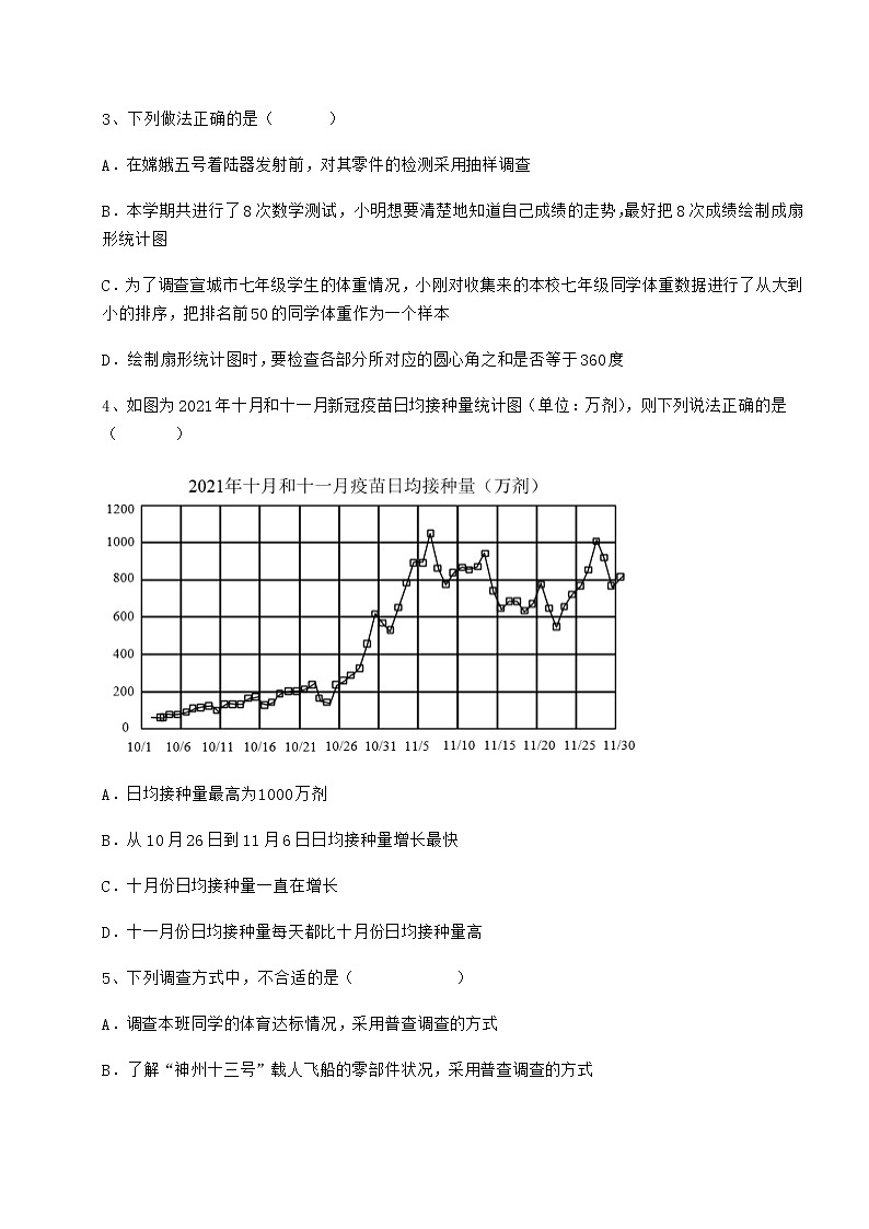 精品试题冀教版八年级数学下册第十八章数据的收集与整理综合训练练习题（精选）第2页