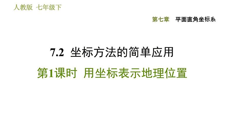 人教版七年级下册数学 第7章 7.2.1  用坐标表示地理位置 习题课件第1页