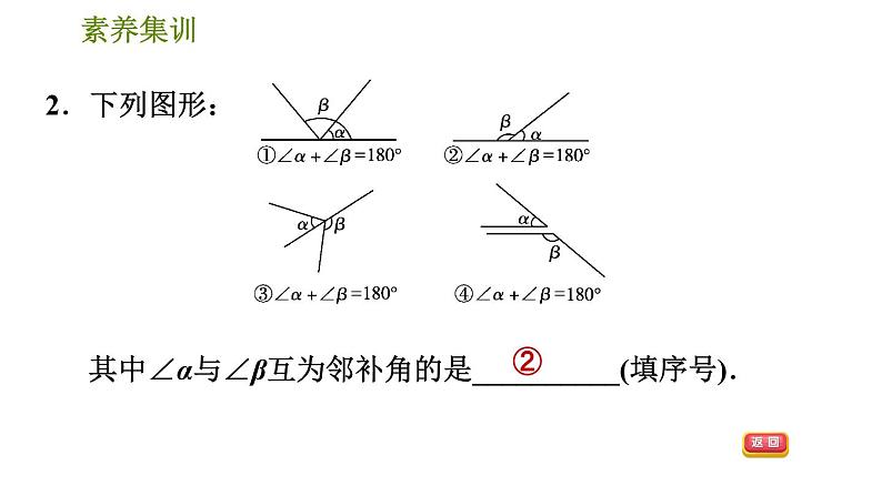 人教版七年级下册数学 第5章 素养集训  1.识别相交线中的几种角 习题课件第5页