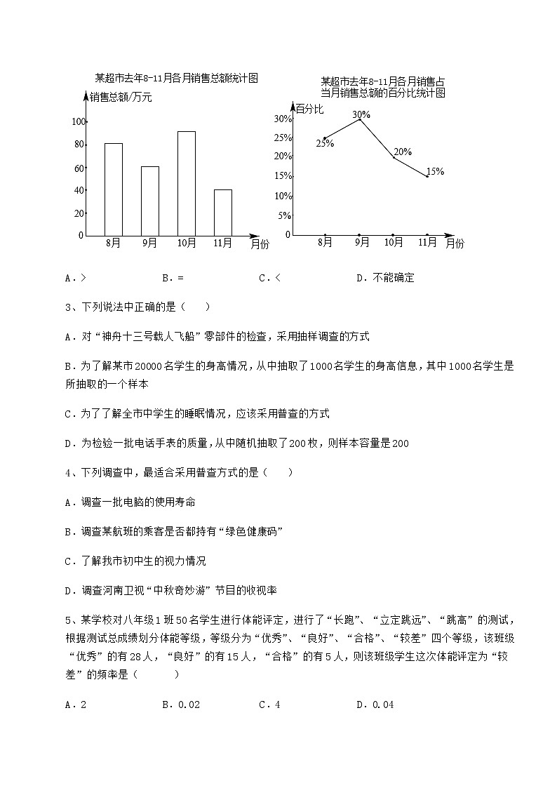 2022年最新强化训练冀教版八年级数学下册第十八章数据的收集与整理同步练习试卷（精选含答案）02