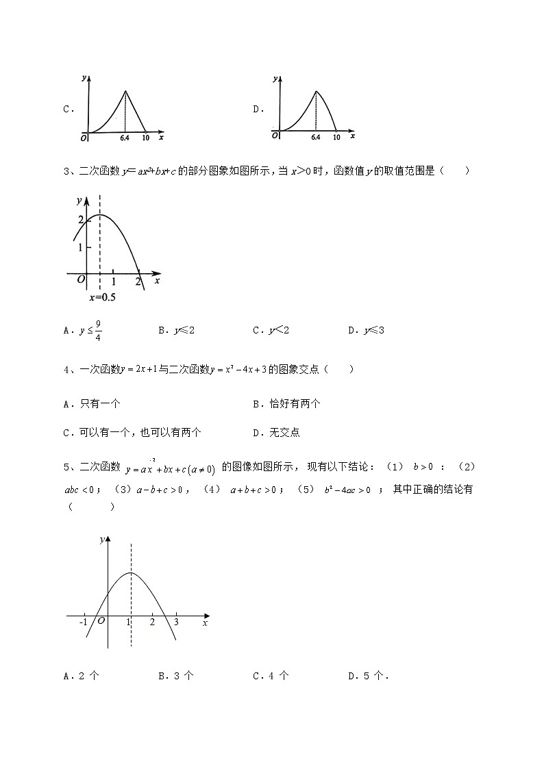 2022年冀教版九年级数学下册第三十章二次函数必考点解析试题（含详细解析）第2页