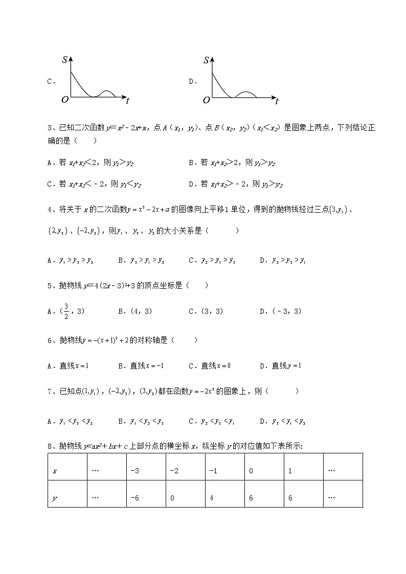 2022年精品解析冀教版九年级数学下册第三十章二次函数章节测试试题（精选）02