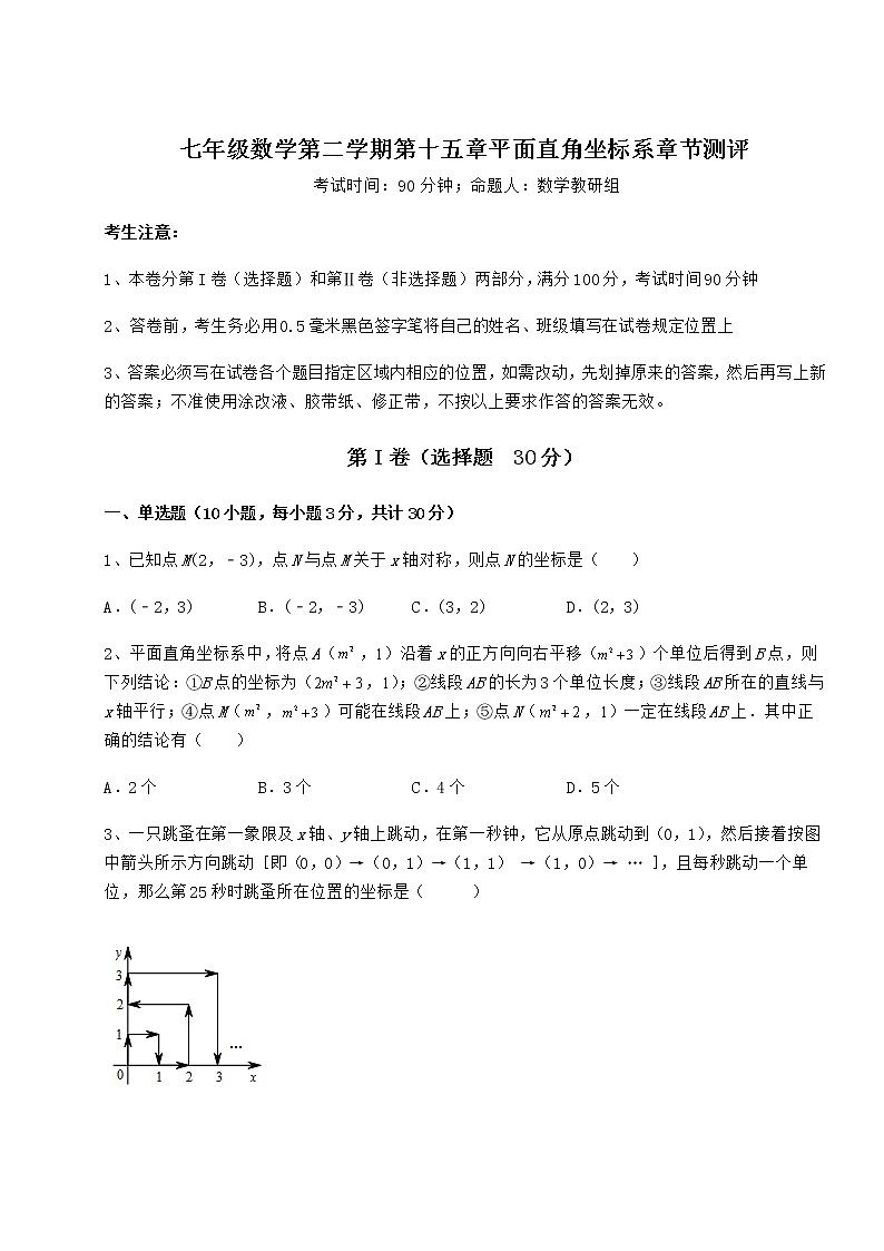2022年必考点解析沪教版七年级数学第二学期第十五章平面直角坐标系章节测评试题（精选）第1页