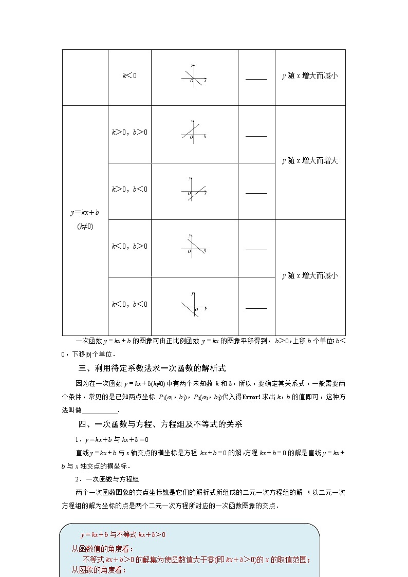 初中数学中考二轮专题练习   专题02 一次函数的图像性质02
